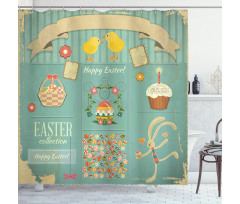 Eggs Cupcake and Basket Shower Curtain