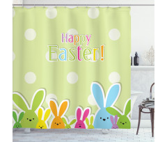Colorful Cartoon Bunnies Shower Curtain
