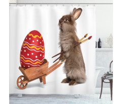 Easter Rabbit Brushes Shower Curtain
