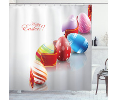 Ribbon and Colorful Eggs Shower Curtain