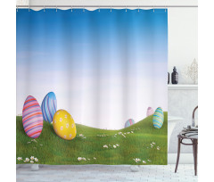 Eggs on the Hills Spring Shower Curtain