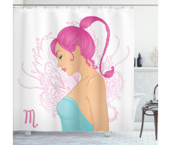 Woman Blue Dress Shower Curtain