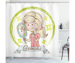 Girl with Mirror Shower Curtain