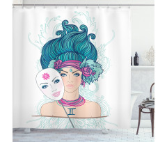 Young Lady Mask Shower Curtain