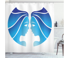 Blue Twins Faces Shower Curtain