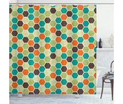 Grunge Colorful Hexagons Shower Curtain