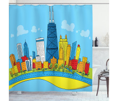 Cartoon City View Shower Curtain