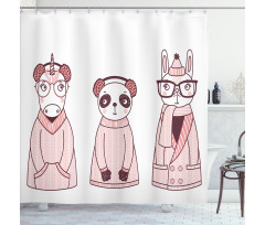 Cartoon Winter Animals Shower Curtain