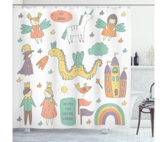 Doodle Dragon and King Shower Curtain