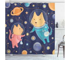 Cartoon Dog Astronaut Shower Curtain