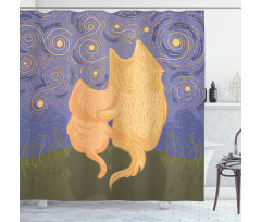 Cat and Dog on Hill Shower Curtain