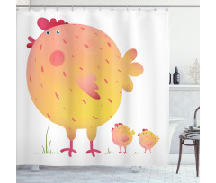 Mother Hen and Chicks Shower Curtain