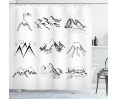 Snowy Peaks Doodle Shower Curtain