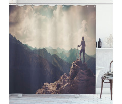 Woman Hiker on Top Shower Curtain