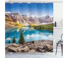 Moraine Lake Sunset Shower Curtain
