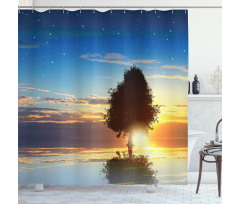 Tree Silhouette Farm Shower Curtain