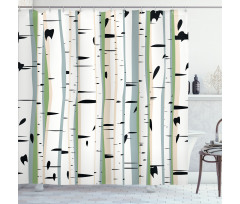 Trunks of Birches Pattern Shower Curtain