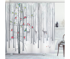 Flock of Birds on Tree Shower Curtain