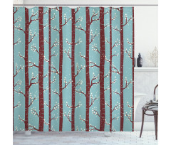 Birch Tree Silhouettes Shower Curtain