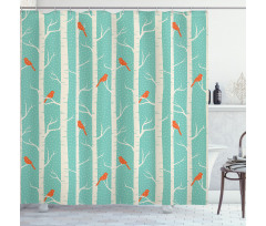 Dotted Tree and Birds Shower Curtain