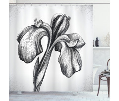 Dotwork Style Lily Bloom Shower Curtain