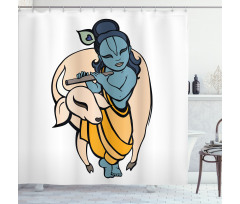 Ancient Character Playing Shower Curtain