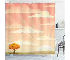Lonely Tree Rural Field Shower Curtain