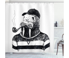 Hipster Walrus Shower Curtain