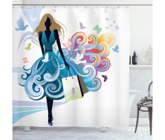 Shopping Woman Art Shower Curtain