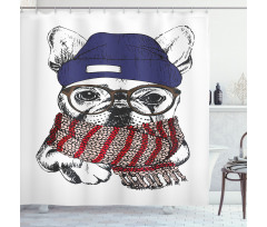 Cozy Hipster Winter Dog Shower Curtain