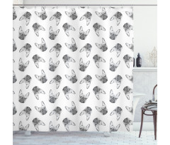 Monochrome Sketch Faces Shower Curtain