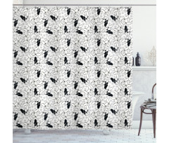 Doodle Faces Pawprints Shower Curtain