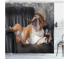 Humorous Dog Drinking Shower Curtain