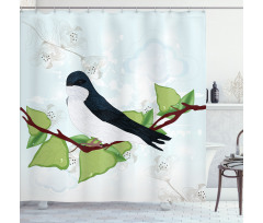 Swallow Bird on Branch Shower Curtain