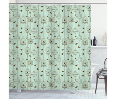 Birds and Cages Artwork Shower Curtain