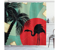 Grunge Flamingo Palm Shower Curtain
