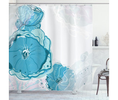 Blue Spring Blossoms Shower Curtain