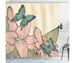Butterflies and Lilies Shower Curtain