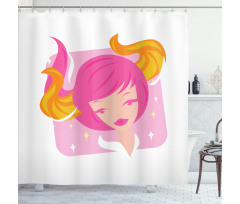 Pink Haired Woman Shower Curtain