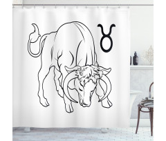 Hand Drawn Bull Shower Curtain