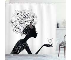 Floral Black Girl Shower Curtain