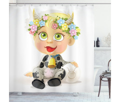 Happy Baby Horns Shower Curtain