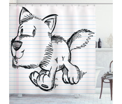 Scribble Art Puppy Dog Shower Curtain