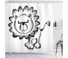 Sketchy Baby Lion Safari Shower Curtain