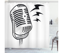 Retro Microphone Radio Shower Curtain