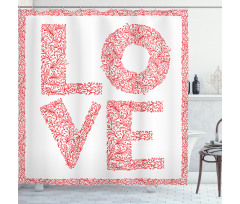 Floral Valentines Day Shower Curtain