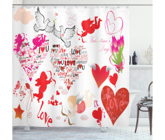 Valentines Day Cupid Birds Shower Curtain