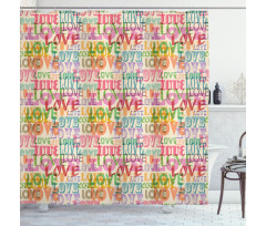 Colorful Romantic Engagement Shower Curtain