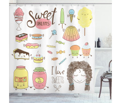 Girl with Sweets Shower Curtain