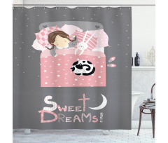 Girl with a Bunny Shower Curtain